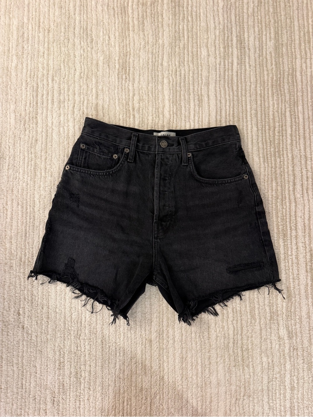 Agolde Riley High-Rise Shorts in Vortex - Picture 4 of 7